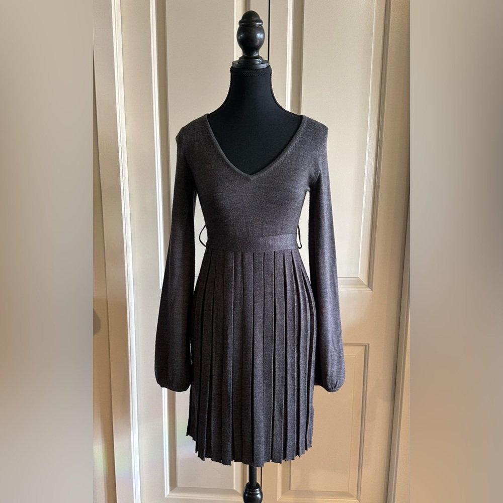 Jacob Charcoal Long Sleeve Pleated Dress